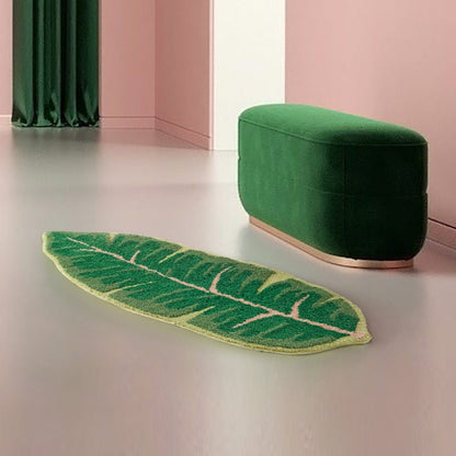 Vloerkleed met Monstera- en Bananenbladpatroon - Antislip en Ondersteunend voor Woonkamer en Badkamer, Onderhoudsvriendelijk 43 x 110 CM Bananenblad