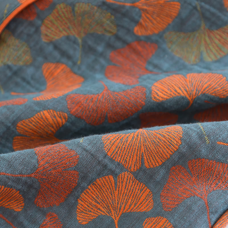 Ginkgo Leaf Knop Katoenen Loungewear Set