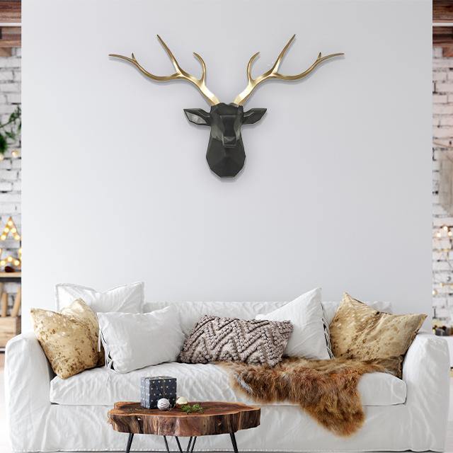 3D Noordse Hertenkop Wandhouder 78cm Voor Muurdecoratie