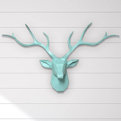 3D Noordse Hertenkop Wandhouder 78cm Voor Muurdecoratie Blauw