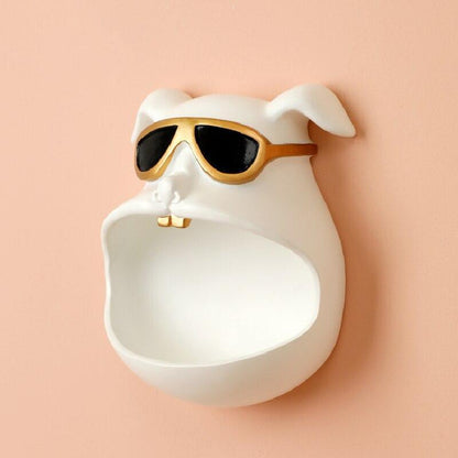 Wandorganizer Hond met Open Bek van Hars – Opbergoplossing voor Sleutels en Accessoires, Compact 21x10x16.5 cm Wit