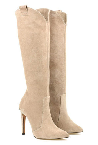 Elegante Leren Laarzen – Stijl en Comfort in Één Beige Hout
