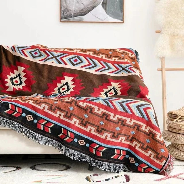 Bohemian Deken Collectie Met Multikleurige Franjes 12