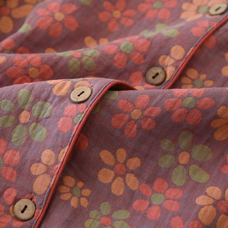 Katoenen Gaas Lange Mouwen Pyjama Set