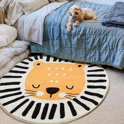 Rond Vloerkleed voor Kinderen – Zacht en Duurzaam Speelmat voor Slaapkamer, Machinewasbaar, 60-120 cm Vloerkleden SEREIN Kat Doorsnede 60 cm (23,6 inch)