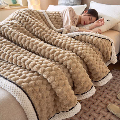 Dikke Koraalfleece Omkeerbare Dekentje Blankets SEREIN Koffie Volledig