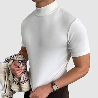 Corvani | Luxueus stretch katoenen T-shirt met col voor heren