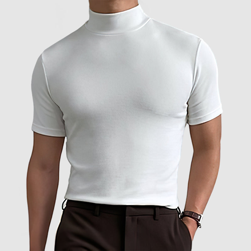 Corvani | Luxueus stretch katoenen T-shirt met col voor heren
