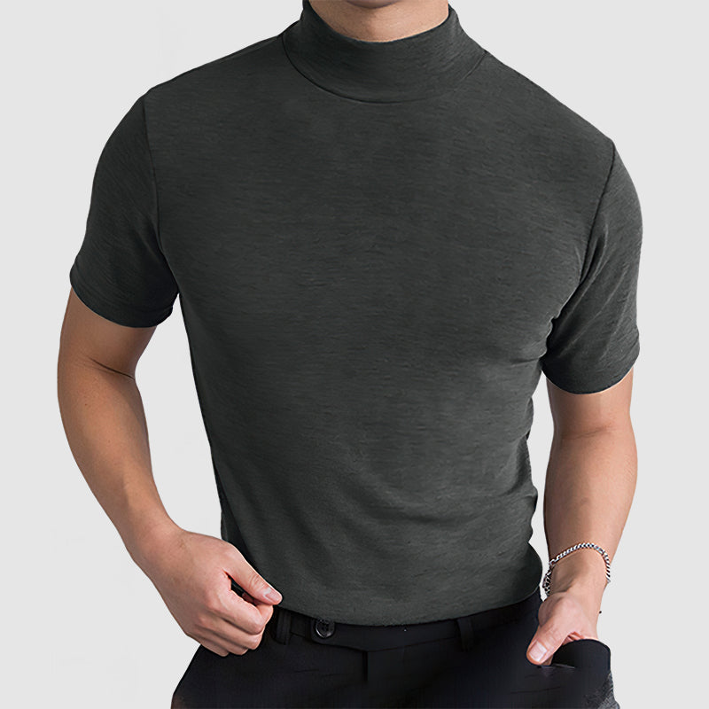 Corvani | Luxueus stretch katoenen T-shirt met col voor heren