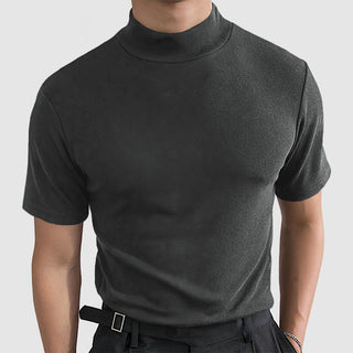 Corvani | Luxueus stretch katoenen T-shirt met col voor heren Grijs