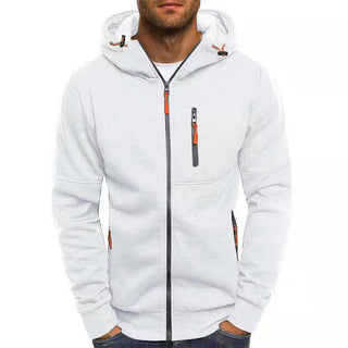 Heren Warme Hoodie met Capuchon en Rits Wit