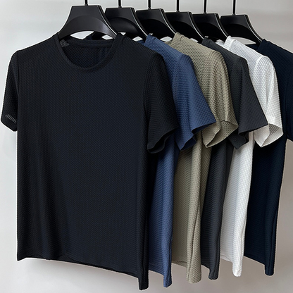 Heren T-Shirt Katoen Crew Neck Gebeeldhouwde Weving