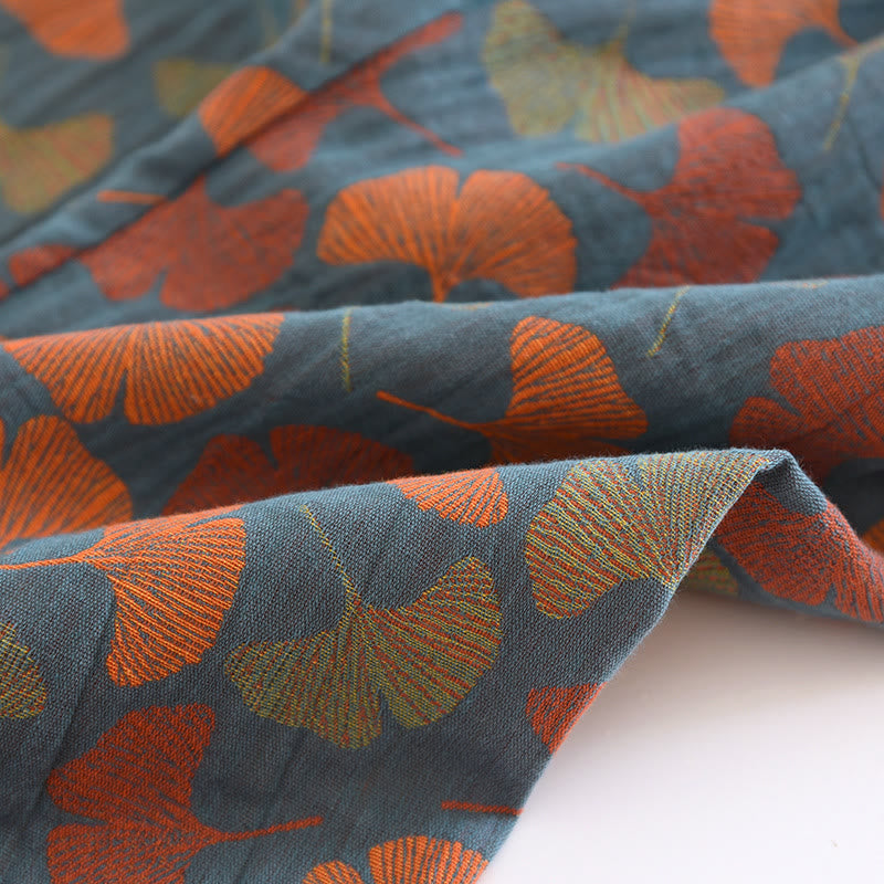 Ginkgo Leaf Knop Katoenen Loungewear Set