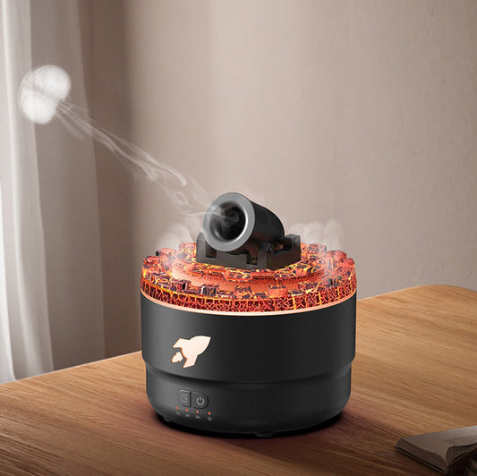 Cannon Luchtbevochtiger Aroma Diffuser Waternevel Nachtlamp Lava Perfecte Cadeau Zwart