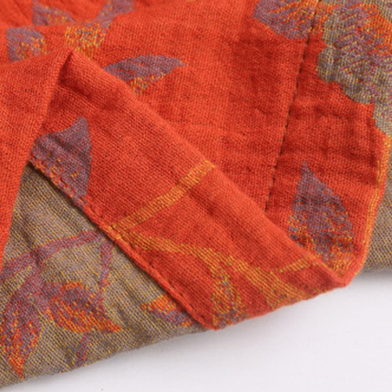 Bloemen Jacquard Katoenen V-Hals Badjas Pyjama