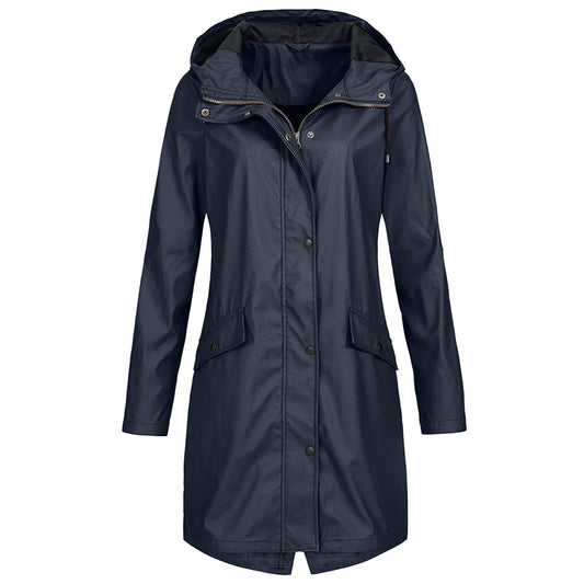 Dames Stijlvolle Regenjas - Winddicht en Beschermend voor Werk Marineblauw