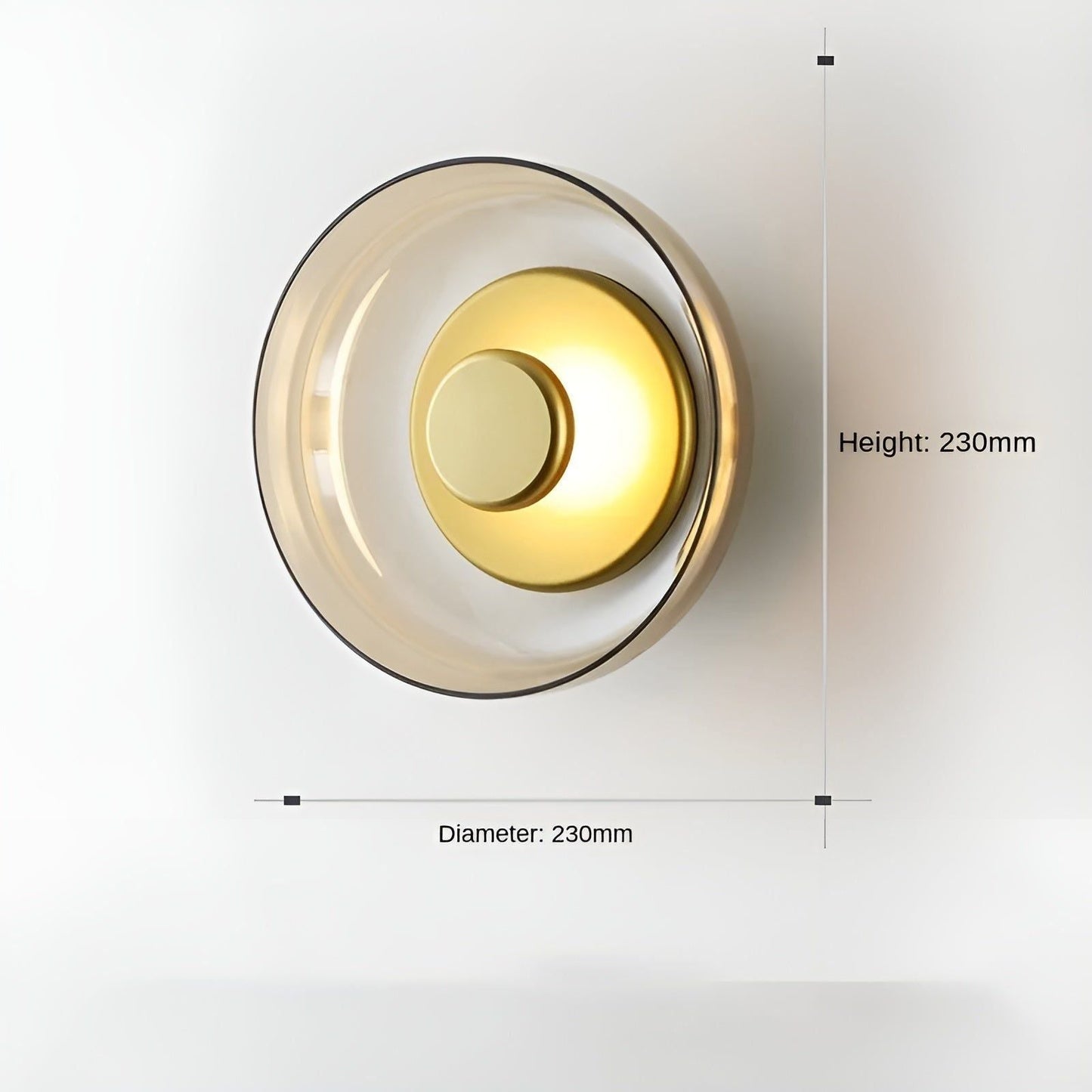 Elegant Gouden Wandlamp met Gerookt Glas - Scandinavische LED Muurlamp voor Gangen en Woonkamers Goud