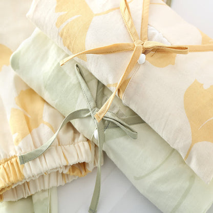 Ginkgo Blad Strik Katoenen Loungewear Set
