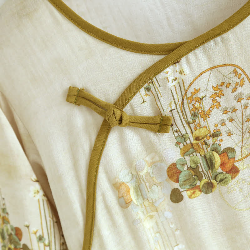 Retro Bloemen Bamboe Vezel Pyjama Set