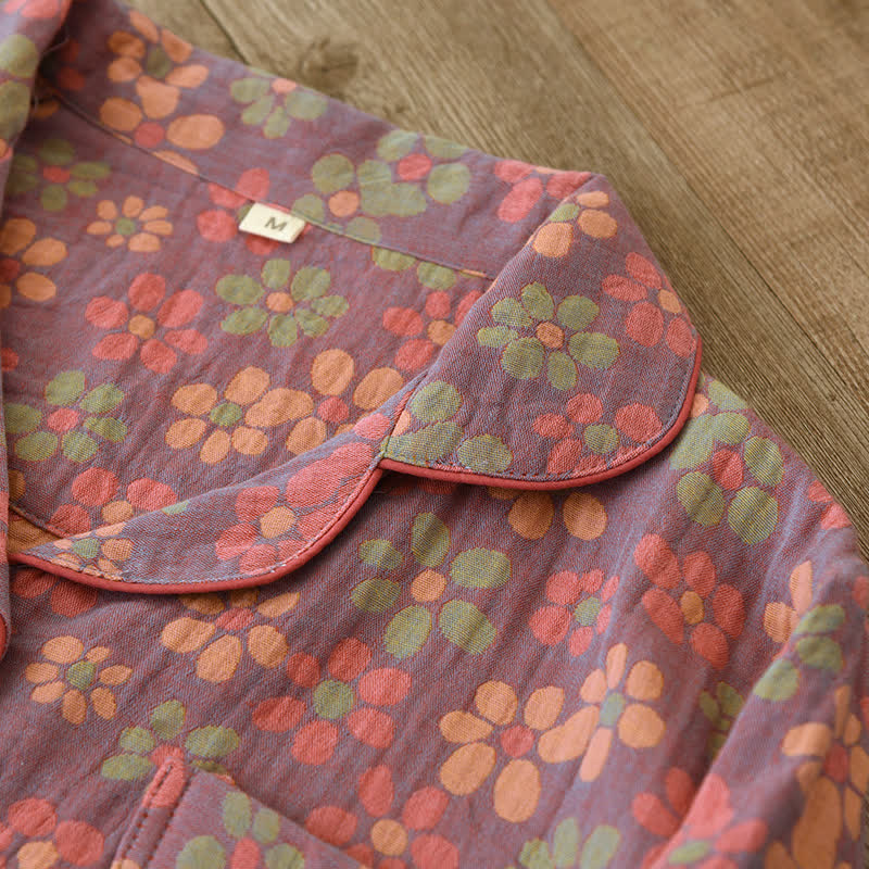 Katoenen Gaas Lange Mouwen Pyjama Set