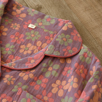 Katoenen Gaas Lange Mouwen Pyjama Set