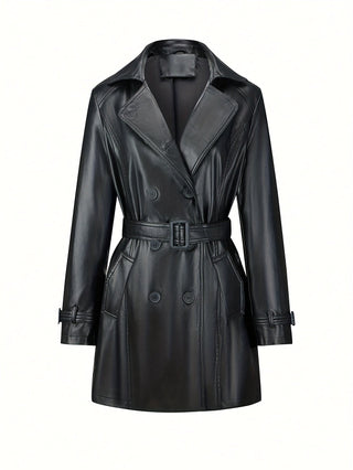 Trenchcoat Dubbelrijige Getailleerde In Vintage Stijl