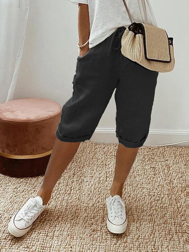 Elevate Linnen en Katoenen Shorts Zwart
