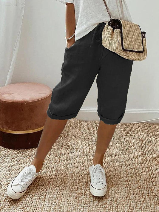 Elevate Linnen en Katoenen Shorts Zwart