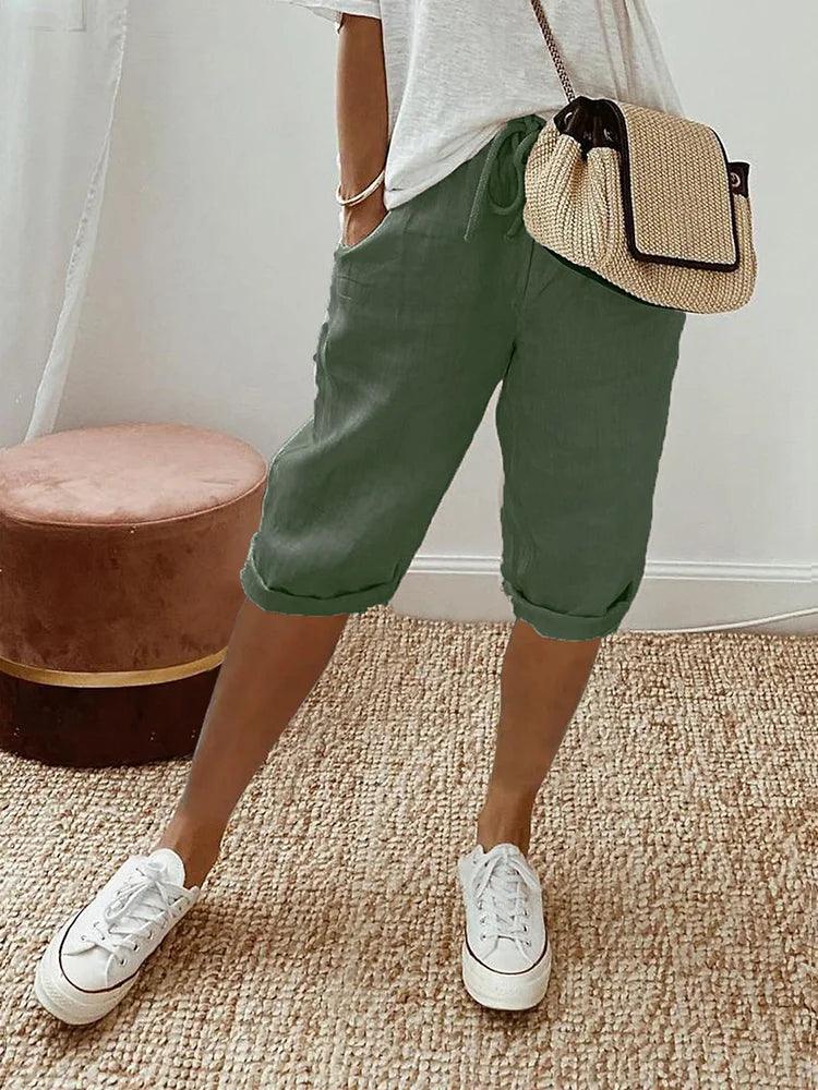Elevate Linnen en Katoenen Shorts Groen