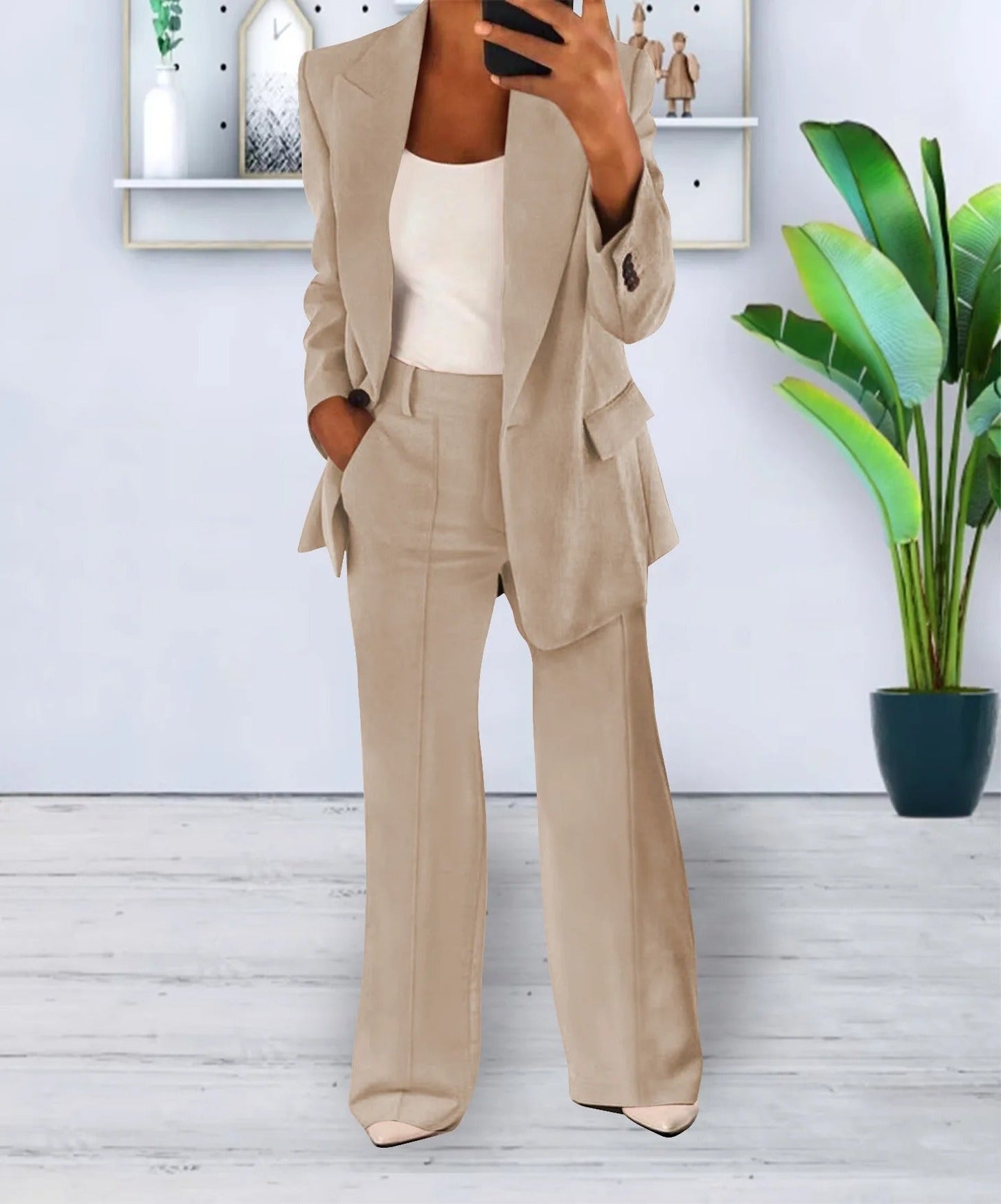 Dames Blazer En Broek Pak Set Polyester Oversized
