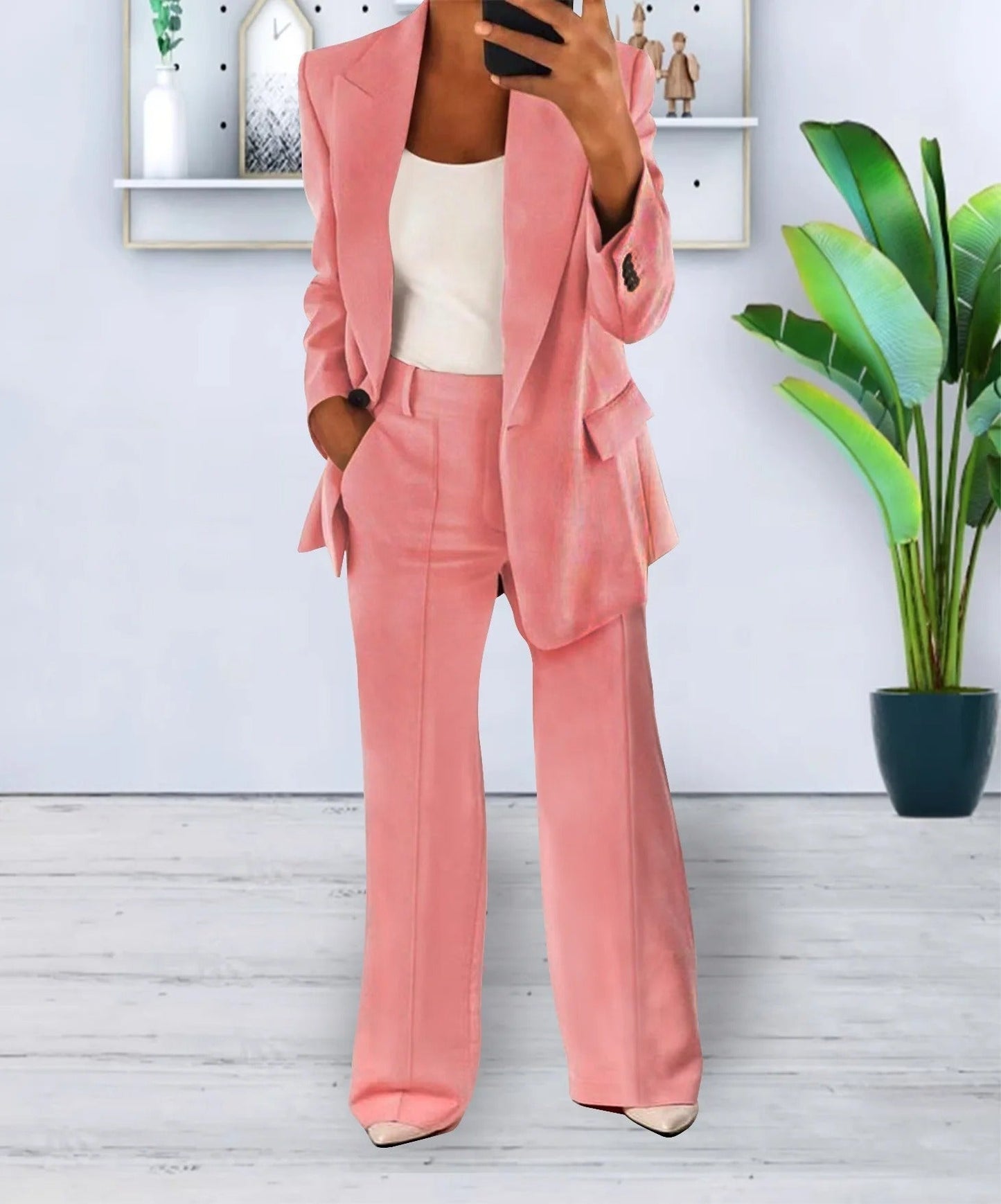 Dames Blazer En Broek Pak Set Polyester Oversized