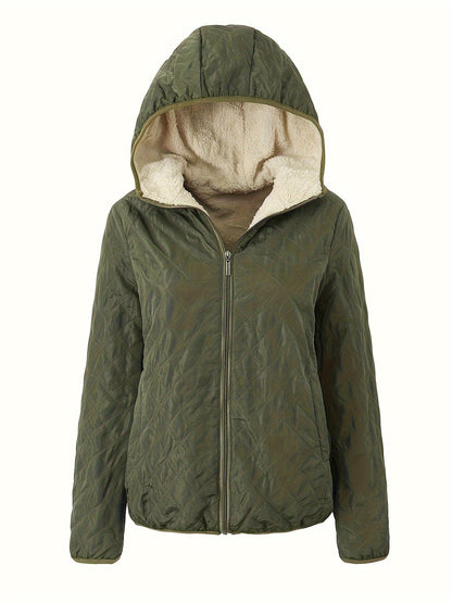 Dames Gewatteerde Jas met Rits en Capuchon - Trench coat