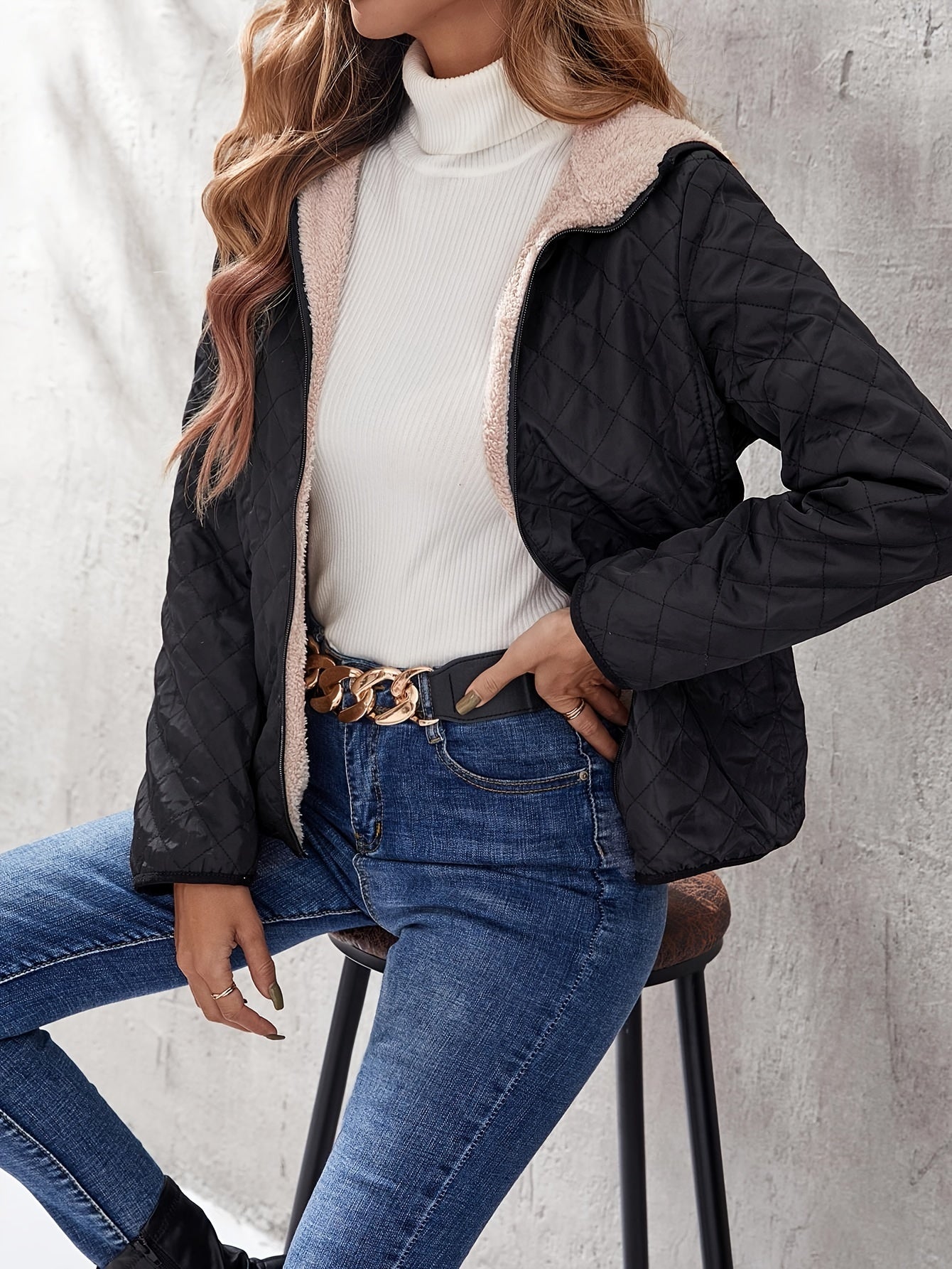 Dames Gewatteerde Jas met Rits en Capuchon - Trench coat