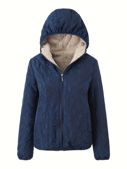 Dames Gewatteerde Jas met Rits en Capuchon - Trench coat