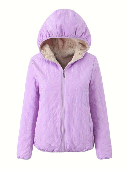 Dames Gewatteerde Jas met Rits en Capuchon - Trench coat