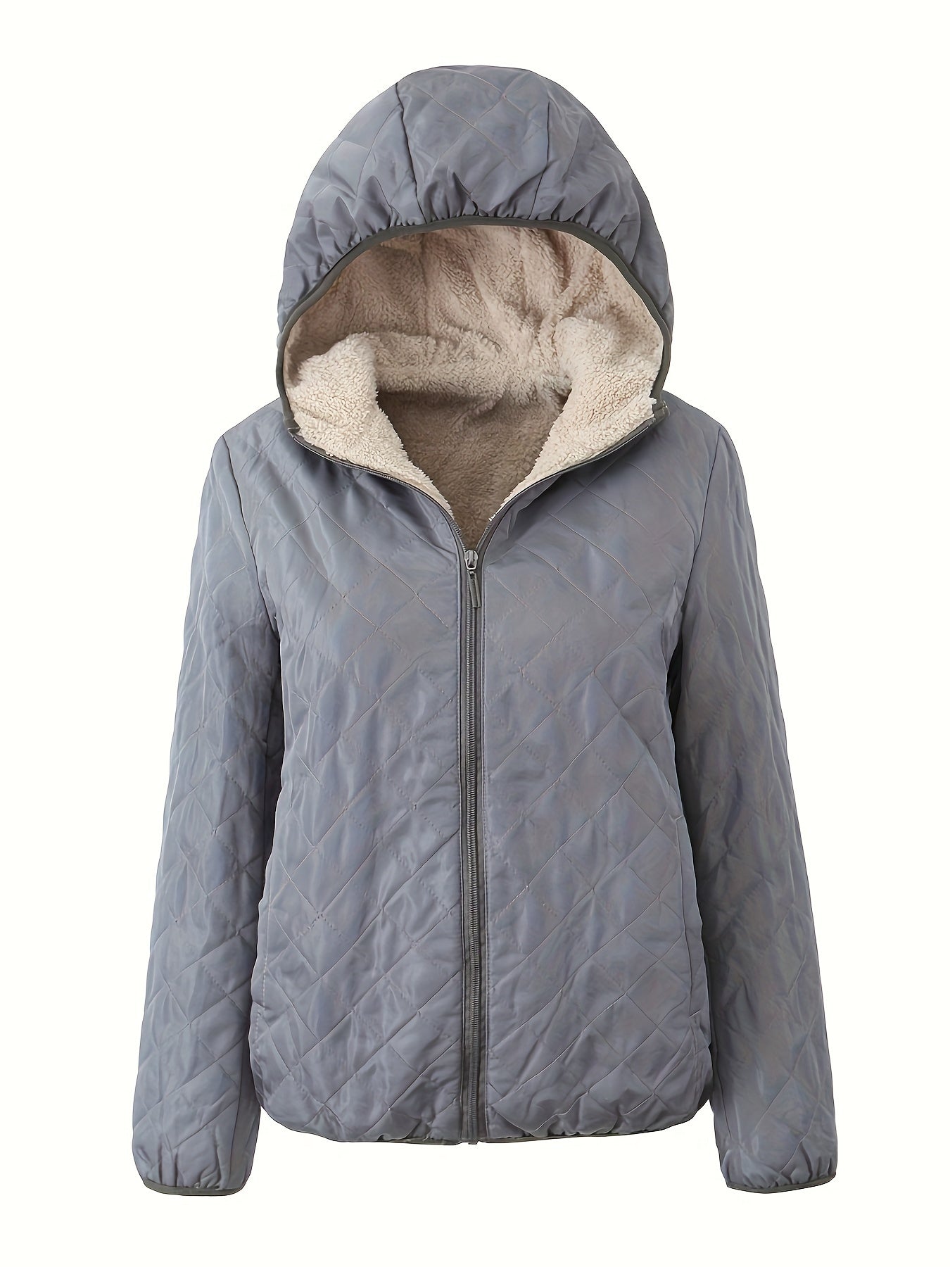 Dames Gewatteerde Jas met Rits en Capuchon - Trench coat