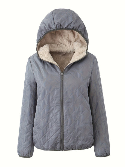 Dames Gewatteerde Jas met Rits en Capuchon - Trench coat