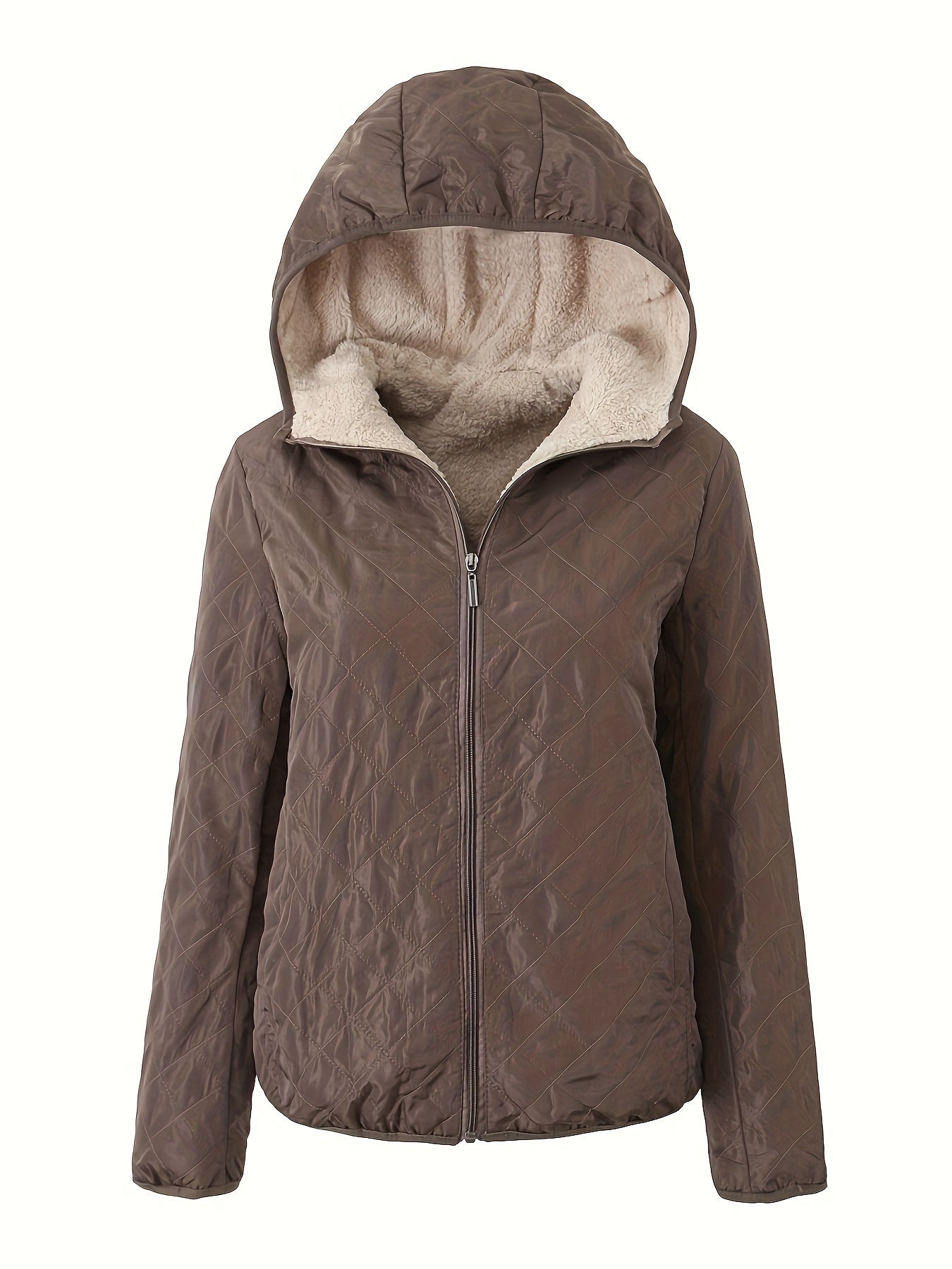 Dames Gewatteerde Jas met Rits en Capuchon - Trench coat