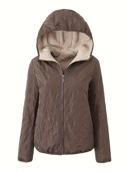 Dames Gewatteerde Jas met Rits en Capuchon - Trench coat