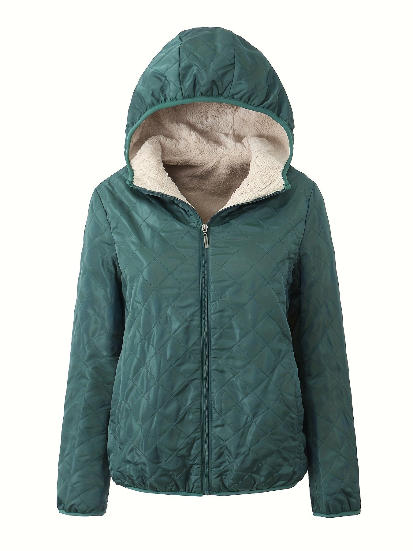 Dames Gewatteerde Jas met Rits en Capuchon - Trench coat