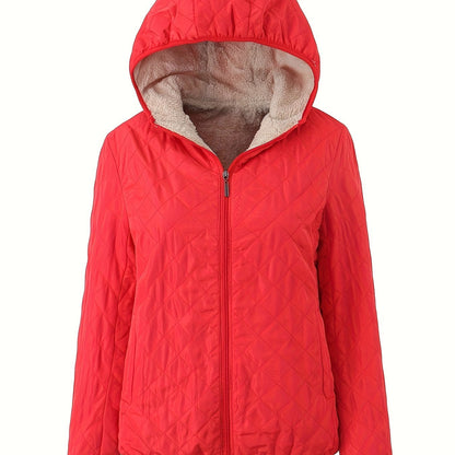 Dames Gewatteerde Jas met Rits en Capuchon - Trench coat Rood