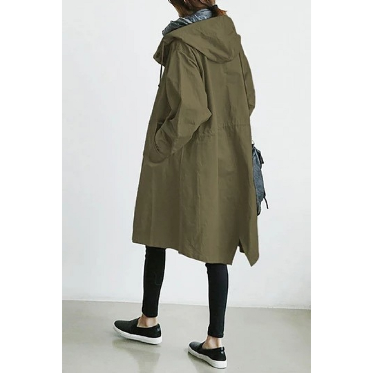 Lange Dames Trenchcoat Met Capuchon In Diverse Kleuren Groen