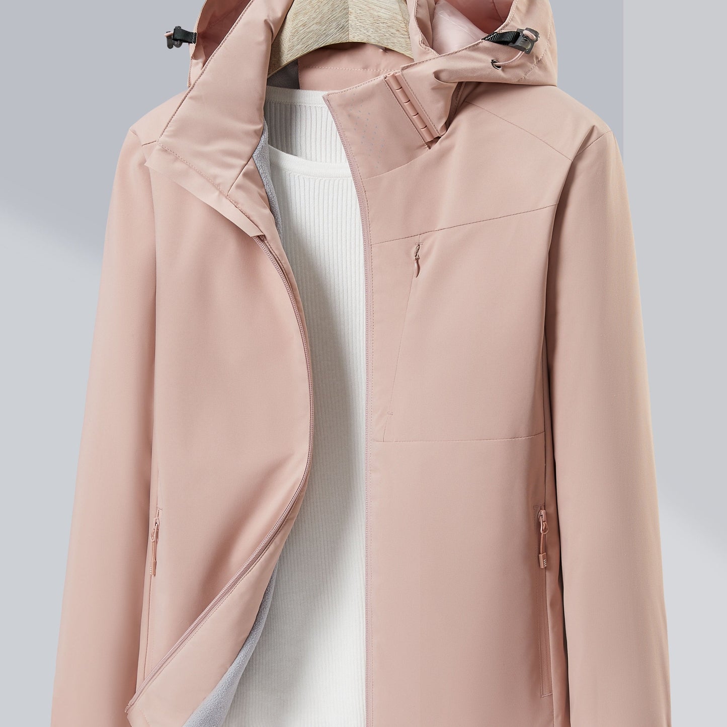 Dames - Outdoorjack Winddicht Waterdicht polarfleecevoering Capuchon Lichtroze