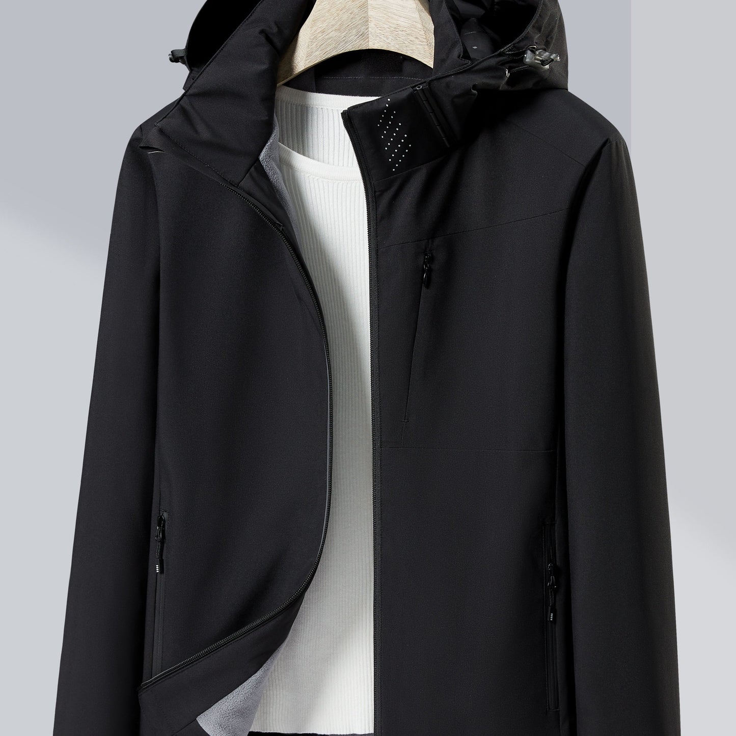 Dames - Outdoorjack Winddicht Waterdicht polarfleecevoering Capuchon Zwart