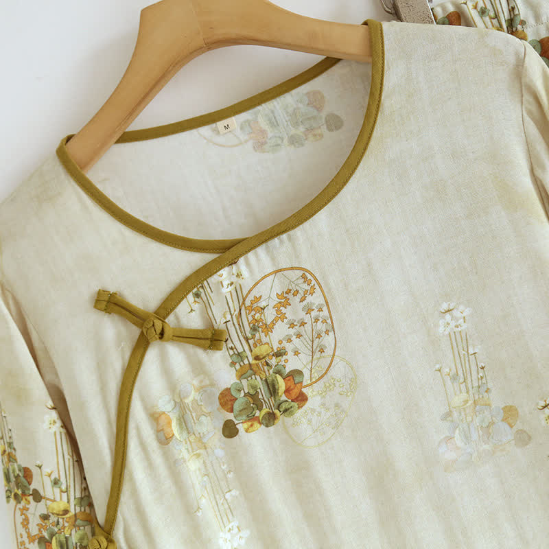 Retro Bloemen Bamboe Vezel Pyjama Set