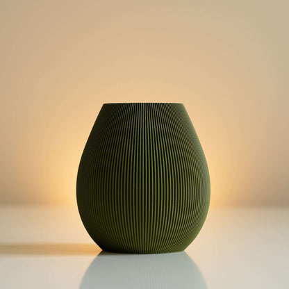 Bloemenvaas Ronde Duurzame Bioplastiek Waterdicht Snijbloem Olijfgroen