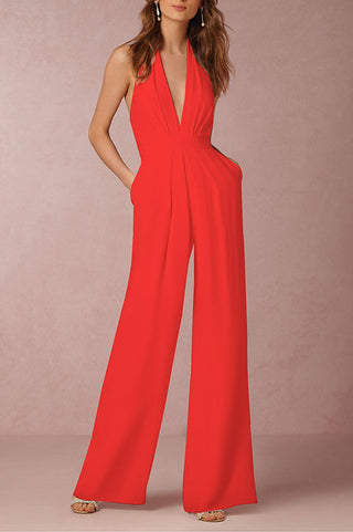 Sexy Mouwloze Halter Jumpsuit Rood