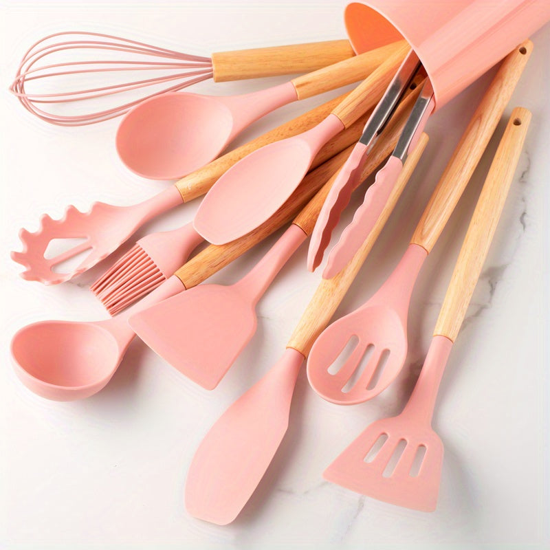 12-Delig Keuken Silikon Keukenhulpmiddelen Set Roze