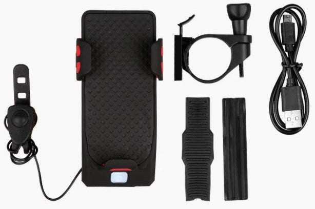 Bikea 4-in-1 Telefoonhouder, Powerbank, Verlichting & Claxon Telefoonhouder fiets SEREIN
