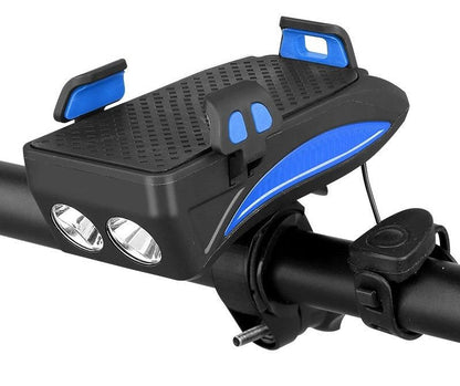 Bikea 4-in-1 Telefoonhouder, Powerbank, Verlichting & Claxon Telefoonhouder fiets SEREIN Blauw